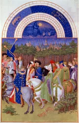 Cortège de nobles et musiciens à cheval
