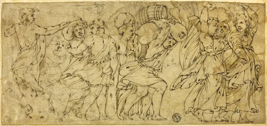 Hommes et Femmes Portant des Barils et des Paquets