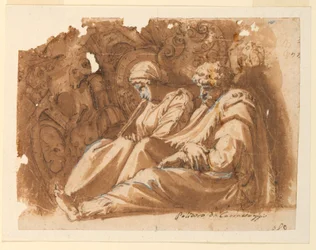 Figures assises avec trophée