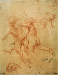 Deux putti volants, étude, années 1740