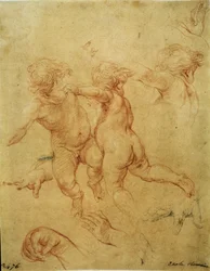 Étude pour deux putti (Étude pour deux putti volants), vers 1740 (sanguine)