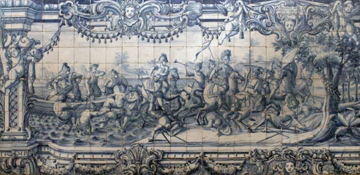 Alexandre le Grand (356-323 av. J.-C.) combattant les Perses - panneau d