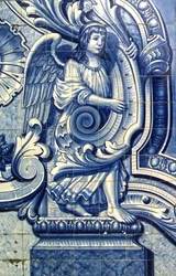 Panneau décoratif représentant un ange, Lamego, Portugal. 1738