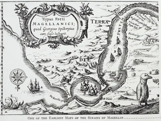 Une des premières cartes du détroit de Magellan, tirée de 