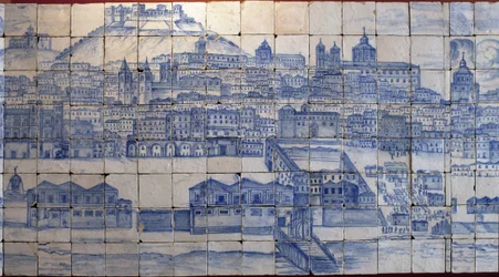 Vue panoramique de Lisbonne avant le tremblement de terre de 1755 - azulejos du début du XVIIIe siècle, panneau de l