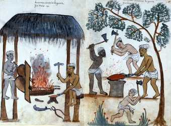 La métallurgie indienne primitive. Manuscrit portugais du 16ème siècle. Rome, Bibl. Casanatense