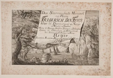 Page de titre du voyage du roi Frédéric V à travers le Danemark et la Norvège en 1749