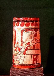 Vase cylindrique, Maya, VIIe-VIIIe siècle