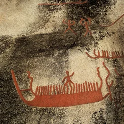 Figures sur un bateau, vers 1000 av. J.-C. (peinture rupestre)