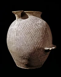 Préhistoire : vase en céramique polychrome de Jéricho. 3000-2100 av. J.-C. Amman, Musée archéologique, Jordanie