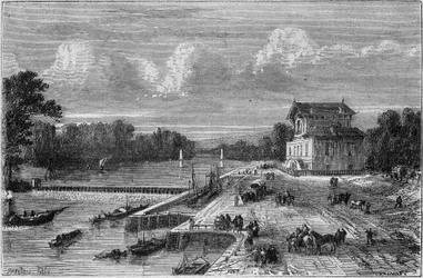 Vue du barrage sur la Seine à Suresnes