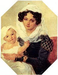 Portrait de la comtesse Maria N. Volkonskaya avec son fils Nikolay