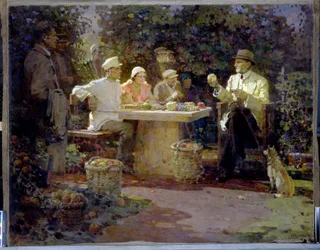 Visiteurs chez Ivan Vladimirovitch Mitchourine (1855-1935)