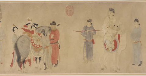 Consort Yang montant un cheval, fin de la dynastie Yuan ou début de la dynastie Ming