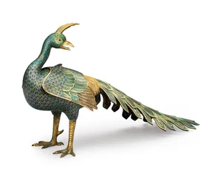 Encensoir en forme de paon en cloisonné