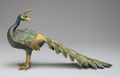 Encensoir en forme de paon en cloisonné