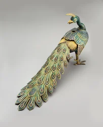 Encensoir en forme de paon en cloisonné