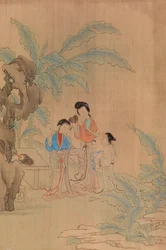 Trois figures dans un paysage
