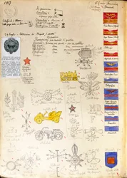 Décorations et insignes des uniformes de la Marine, planche en couleur par Quinto Cenni