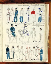 Gardes municipales, uniformes militaires du Royaume d