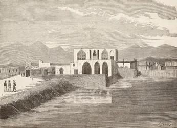 Palais du vice-gouverneur italien, Massawa, Érythrée, gravure d