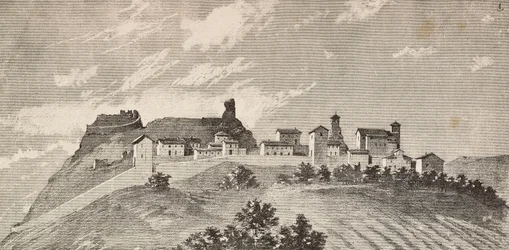 La ville de San Giovanni in Galilea, Italie, gravure d