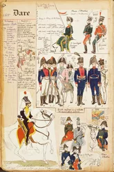 Divers uniformes, par Quinto Cenni, planche en couleur, vers 1815