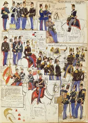 Divers uniformes du Grand-Duché de Toscane par Quinto Cenni, planche en couleur