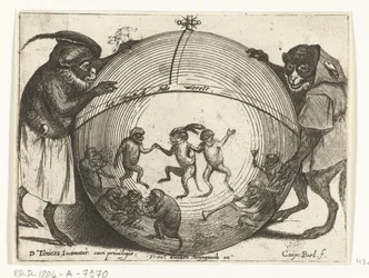 Deux singes tenant un globe terrestre
