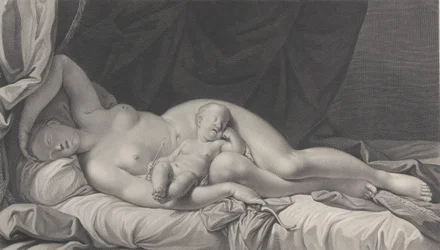 Vénus endormie avec Cupidon sur ses genoux