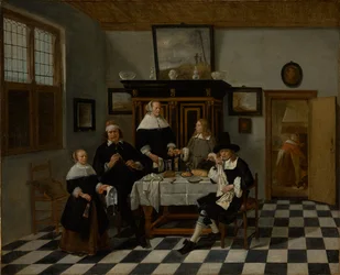 Groupe familial dans un intérieur