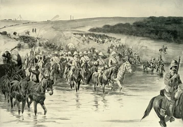 Lord Roberts et son armée traversant la rivière Wall, 1901