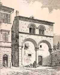 Maison sur la Piazza del Duomo, Viterbo, Italie, de 