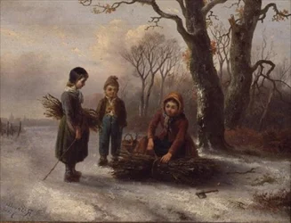 Enfants ramassant des bûches, c.1884