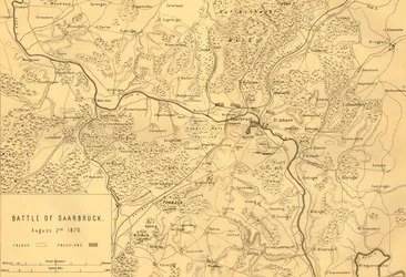 Carte de la bataille de Sarrebruck, 2 août 1870, vers 1872