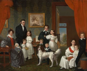 Portrait de la famille Baud dans sa maison de campagne à Voorburg