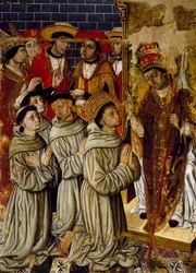 Cycle des miracles, détail du Retable de San Bernardino, par Joan Figuera et Tomas Rafael (actif dans la seconde moitié du XVIe siècle), tempera sur panneau, 399x253 cm. (détail)