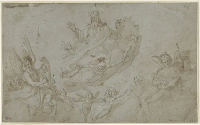 Dieu le Père avec des anges musiciens
