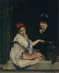 Filles à une fenêtre, vers 1875