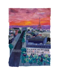 Paris au crépuscule, 2021 (acrylique et collage sur papier)
