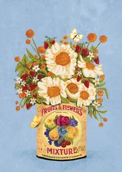Des fleurs dans une boîte à thé vintage