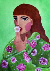 Une femme fumant une fleur