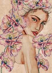 Femme aux coquelicots