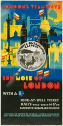 Découvrez plus de Londres avec un shilling, affiche des tramways du London County Council LCC, 1933