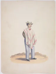 Quito en poncho et nœud papillon