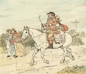 Un fermier trottait sur sa jument grise