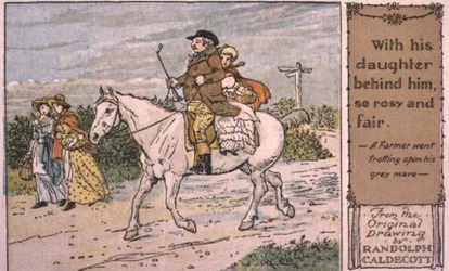 Un fermier trottait sur sa jument grise