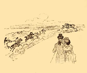 Les spectateurs regardent John Gilpin poursuivi à travers la campagne, 1878, vers 1918