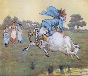 Personne ne vous a demandé, Monsieur, dit-elle. Illustration de Randolph Caldecott pour la comptine 