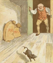 La maison que Jack a construite, comptine cumulative. Le rat qui a mangé le malt. Illustration de Randolph Caldecott
